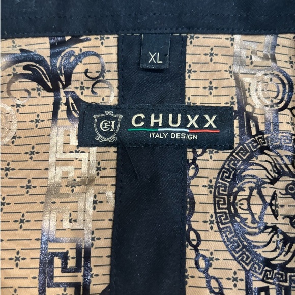 Chuxx Mens Short Sleeve Versace & Givenchy Inspired Button Down Italian Sz Xl - Picture 4 of 6